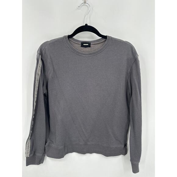 Monrow Gray Crew neck French Terry Sweatshirt with Arm Stripes Size XS - Picture 1 of 6